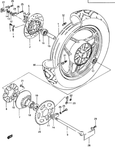 GSX750 Rear wheel complete assy