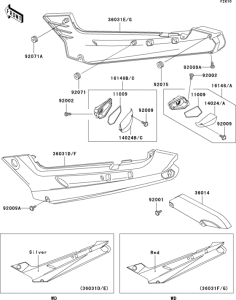 EX250 Боковые обтекатели