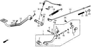 VF500C Brake pedal + gearshift pedal