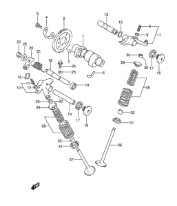 DR350 Распределительный вал-клапаны