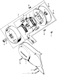 Z50A Left crankcase cover + alternator