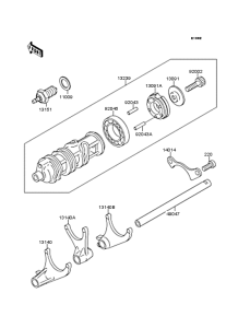 ZX250 Gear change drum & forks