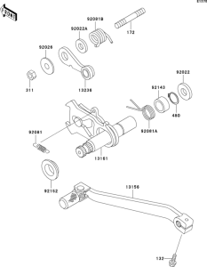 KLX300R Механизм переключения передач