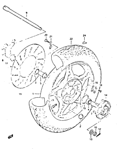 GS650 Rear wheel complete assy
