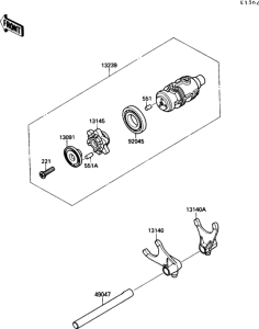 VN1500 Валы и вилки переключения передач