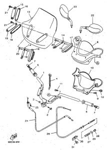 YP125R Steering handle. cable