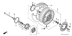 ST1300 Rear wheel complete assy