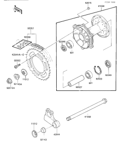 KX500 Rear hub / chain