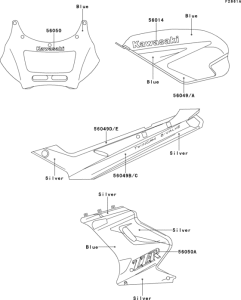 EX250 Decals(blue / silver)(ex250-h1 / h2)