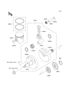 KX100 Коленвал и поршни