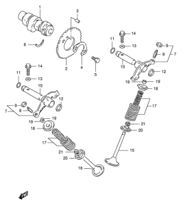 DF125 Распределительный вал-клапаны