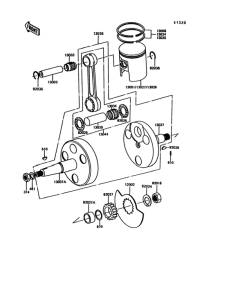 KE100 Коленвал и поршни