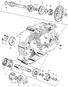 CA110 Transmission + left crankcase (1)