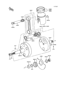 KE100 Коленвал и поршни