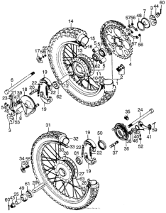 TL125 Front wheel + rear wheel