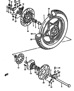 GS550 Rear wheel complete assy