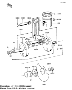 KE100 Crankshaft / piston
