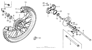 XL175 Front wheel + brake panel