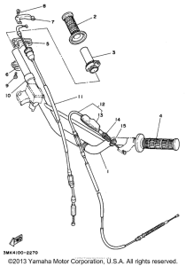 YZ80G1 Steering handle - cable