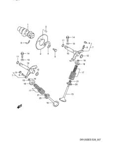 DR125 Распределительный вал-клапаны