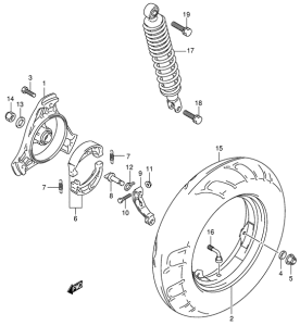UE125 Rear wheel complete assy