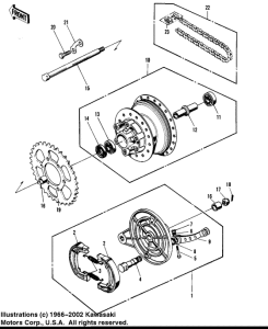  Rear hub / brake / chain