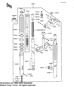 KX125 Вилка передней оси