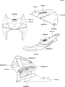 ZX750 Decals(green / black)(zx750-p7)