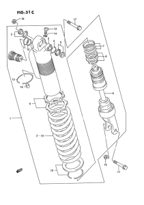 RM125 Абсорбер удавный в сборе задний