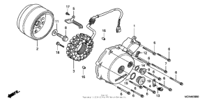 VT750DCA A Left crankcase cover + generator