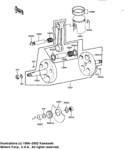 KE125 Crankshaft / piston / rotary valve