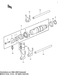 Gear change drum & forks