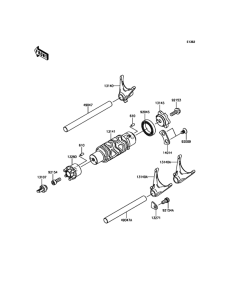 KLE650 Валы и вилки переключения передач