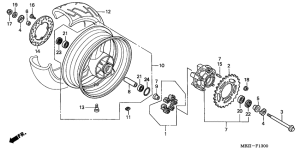 CB600F Rear wheel complete assy