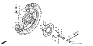 XR100 Rear wheel complete assy