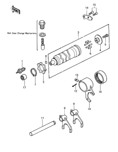 KZ1000 Gear change drum & forks