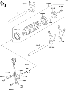ZX1200 Валы и вилки переключения передач