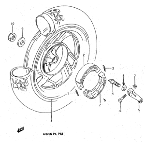 AH75 Rear wheel complete assy