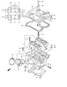 DL650 Задняя головка цилиндров