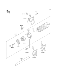 KLE500 Валы и вилки переключения передач