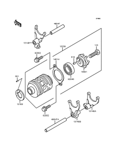  Gear change drum & forks