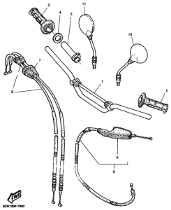 TT600R Steering handle, cable