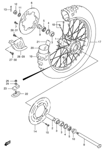 RM125 Rear wheel complete assy