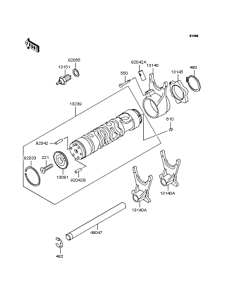 ZL400 Gear change drum & forks