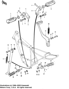KE175 Footrests / stand / brake pedal