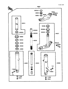 EX250 Передняя вилка