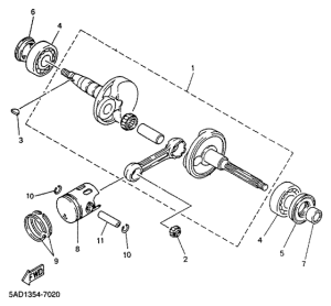 YN50R Коленчатый вал и поршни