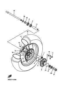 XVS1100ATL XVS1100ATLS Rear wheel complete assy
