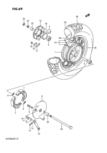 VS750 Rear wheel complete assy