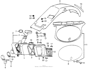 MR50 Rear fender + air cleaner + side cover